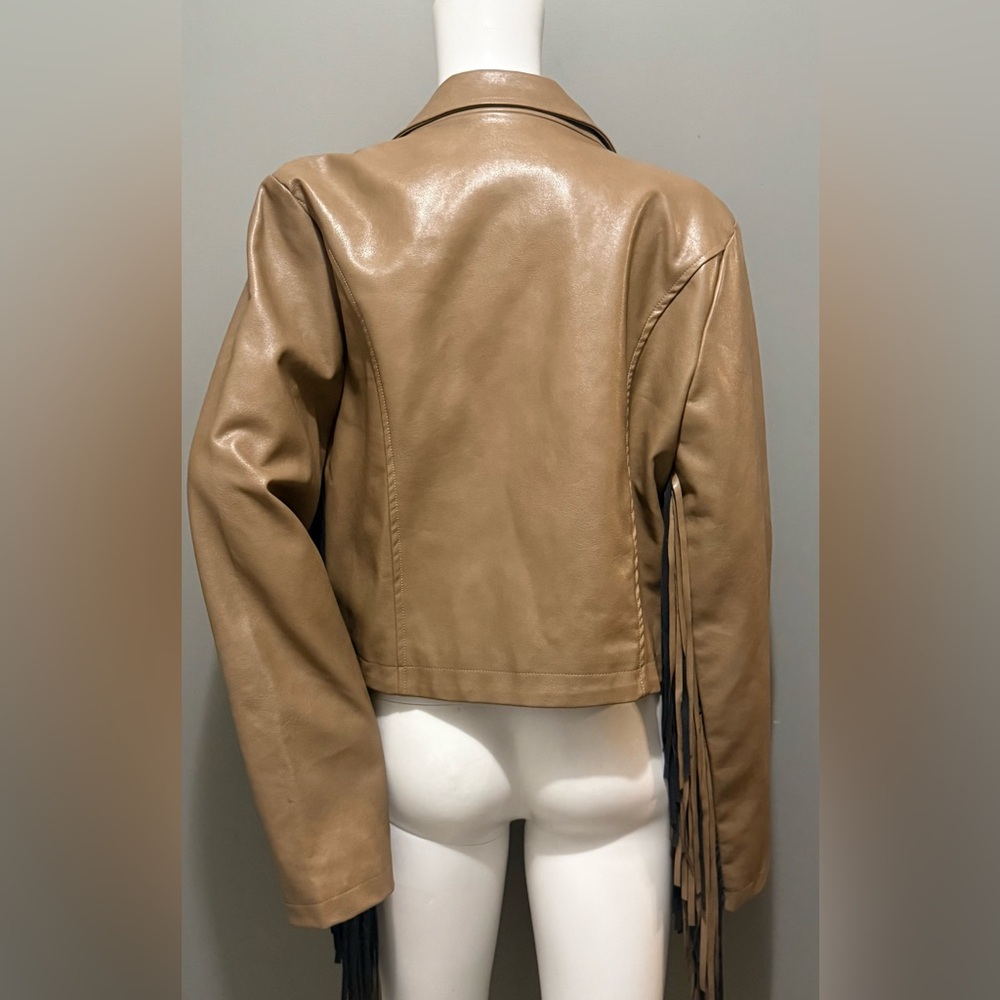 Le Lis Faux Leather Moto Jacket  with Fringe Size L - Picture 2 of 2